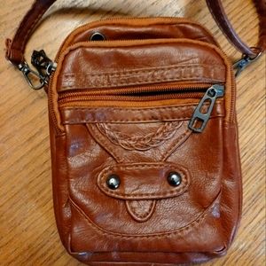 Mini Crossbody Brown Purse with 3 Compartments